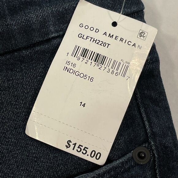 ~ NEW! Good American 14/32 Good Legs Flare 14 Dark Wash Blue Boho w/tags XL Navy - Picture 2 of 15